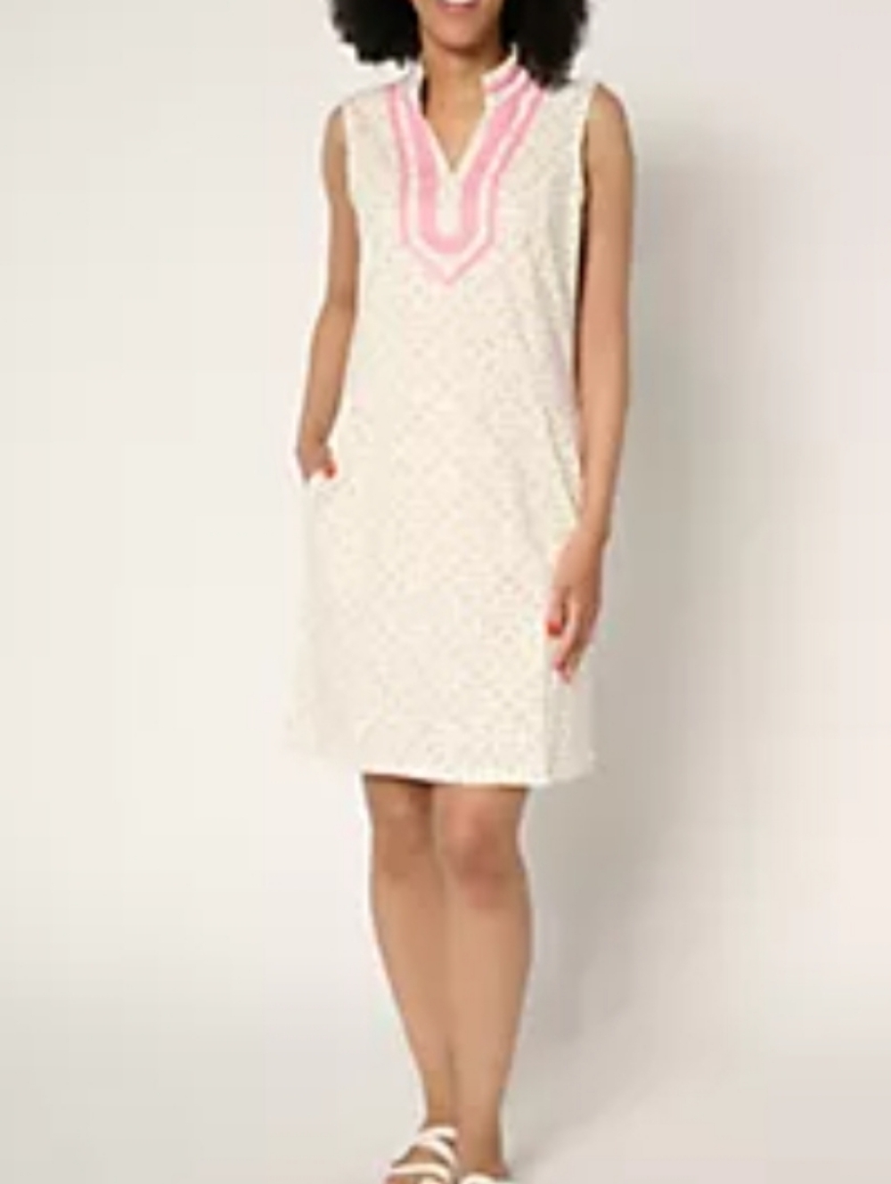 Belle Kim Gravel Shift Dress Geo Print Preppy Athletic Sporty Southern Cream MP
